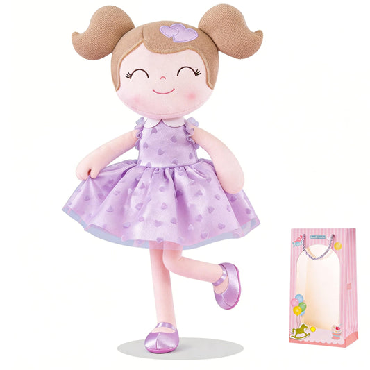 Gloveleya Baby Doll Valentines Day Gifts I Love You Gifts Soft Toy Plush Dolls Purple Flocking Heart Girl 16 Inches