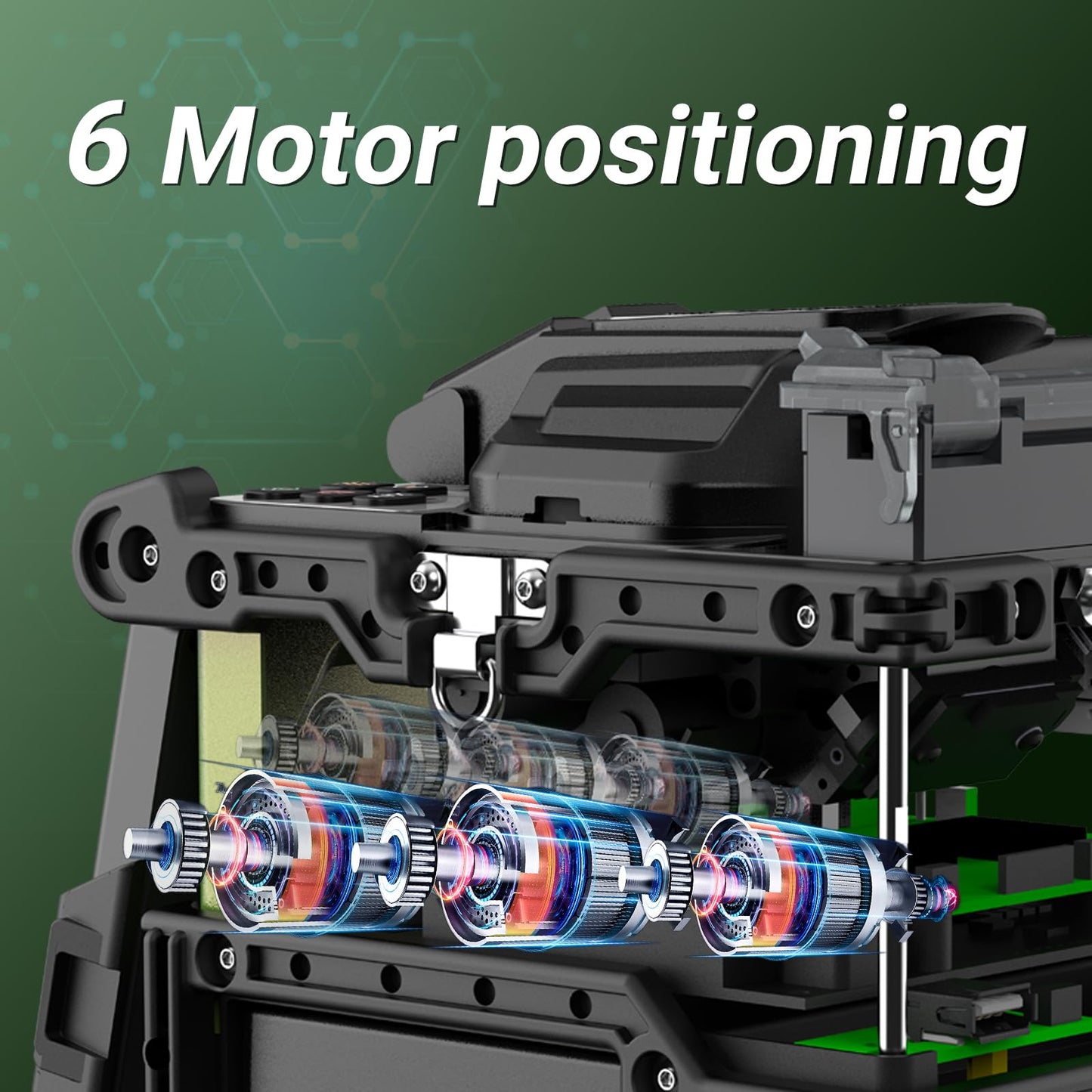 Komshine FX39 Fusion Splicer Fiber Optical 6s Fast Splicing, 6 Motors Touch Screen Core Alignment Fiber Splicer with 7800mAh Large Battery Capacity+5000 Electrodes Life+Power Meter -70~+10dB