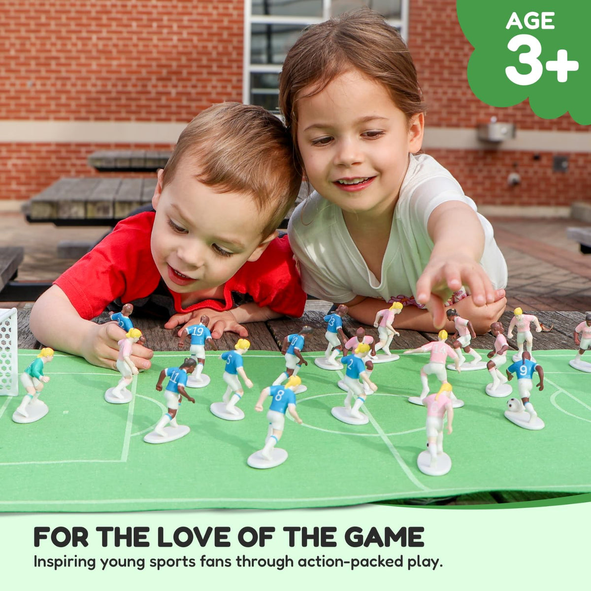 Kaskey Kids Soccer Girls, Pink vs. Blue, 27 Pieces in Each Set, Includes 2 Teams, Accessories, and Travel Storage Case, Nostalgic Sports Action Figures for Imaginative Play, Ages 3 and Up
