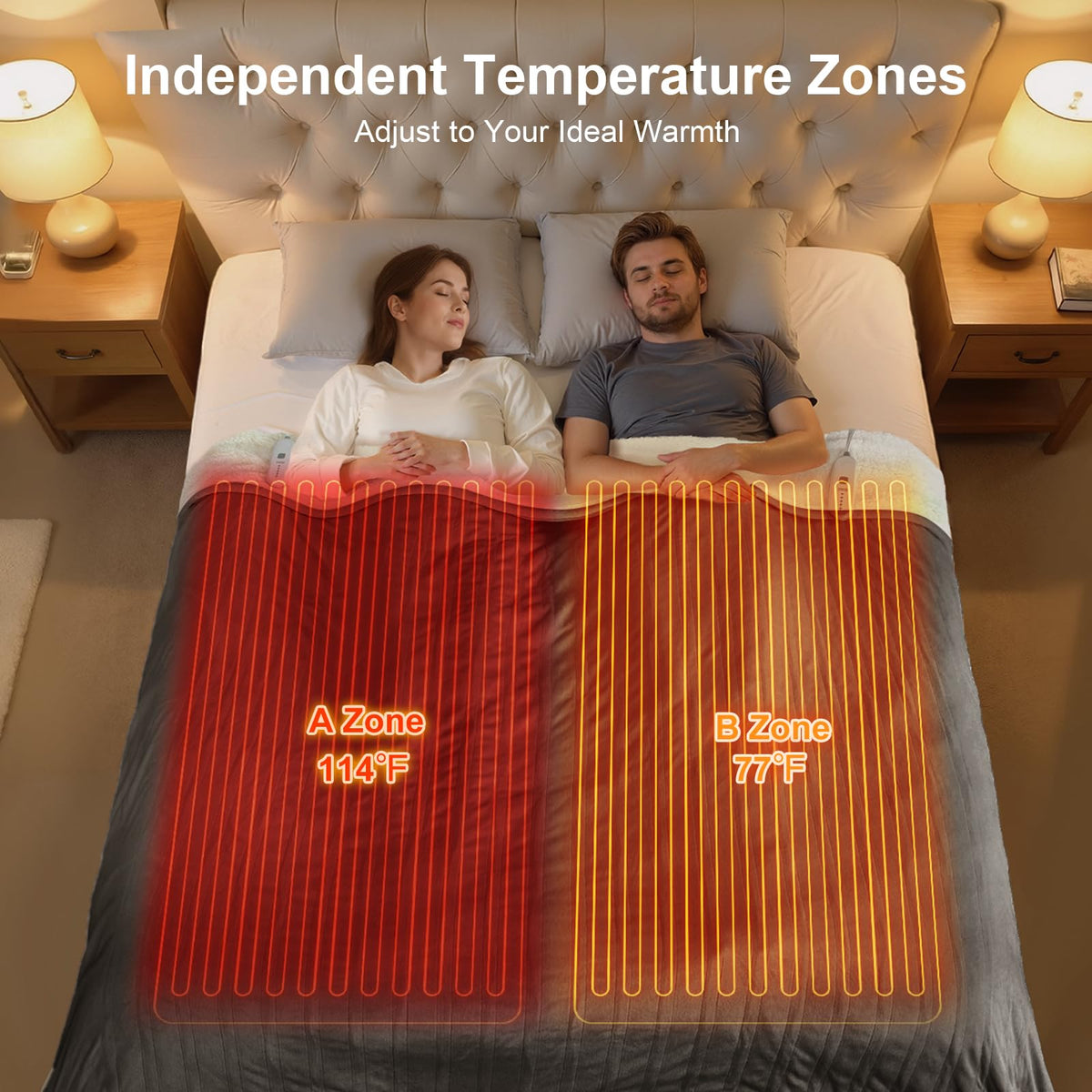 FVERWAG Heated Blanket Queen Size - 84" x 90" Electric Blanket with 5 Heat Settings, Double Zone Heating, 10 Hrs Auto Off, Overheat Protection, Washable Heating Blanket, Gifts for Grandma, Grey
