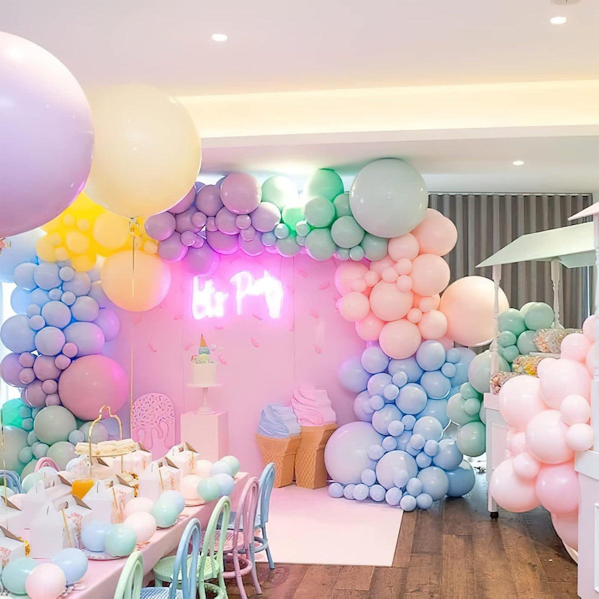 PartyWoo Pastel Balloons - 50pcs 12 Inch Rainbow Latex Balloons for Baby Showers & Celebrations