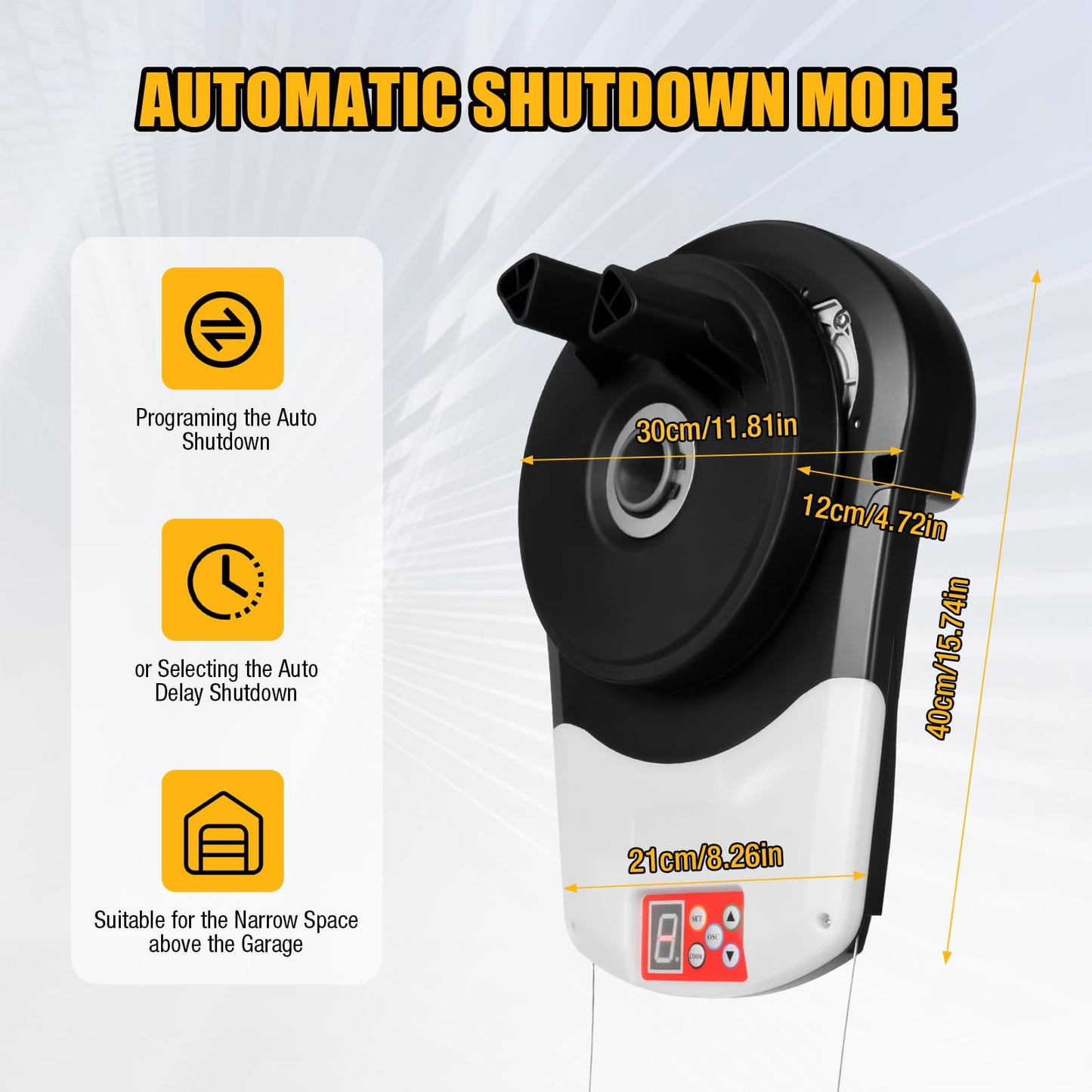 110V Automatic Roller Shutter Motor, 800N Side Mount Automatic Rolling Door Opener, 55 dB Remote-Controlled Quiet Garage Door Operator with Two Remotes for Garage Warehouse Store Barn Farm