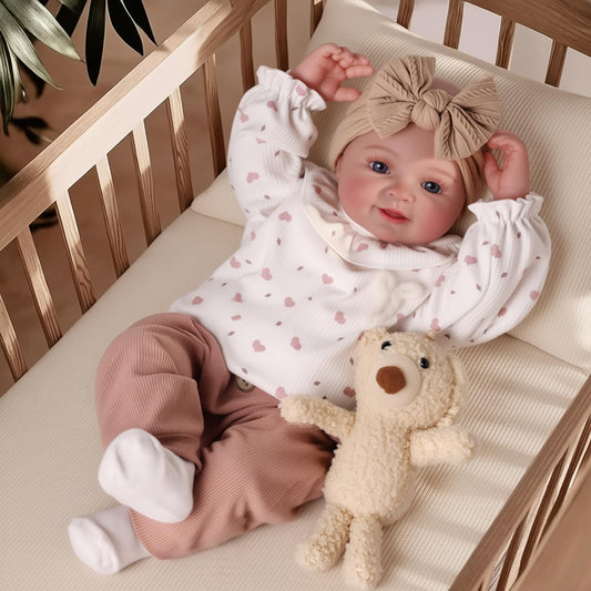 BABESIDE Lifelike Reborn Baby Dolls Tess - 17Inch Cute Soft Vinyl Realistic-Newborn Baby Doll Poseable Smiling Real Life Baby Dolls with Complete Accessories for 3+ Years Old Gifts