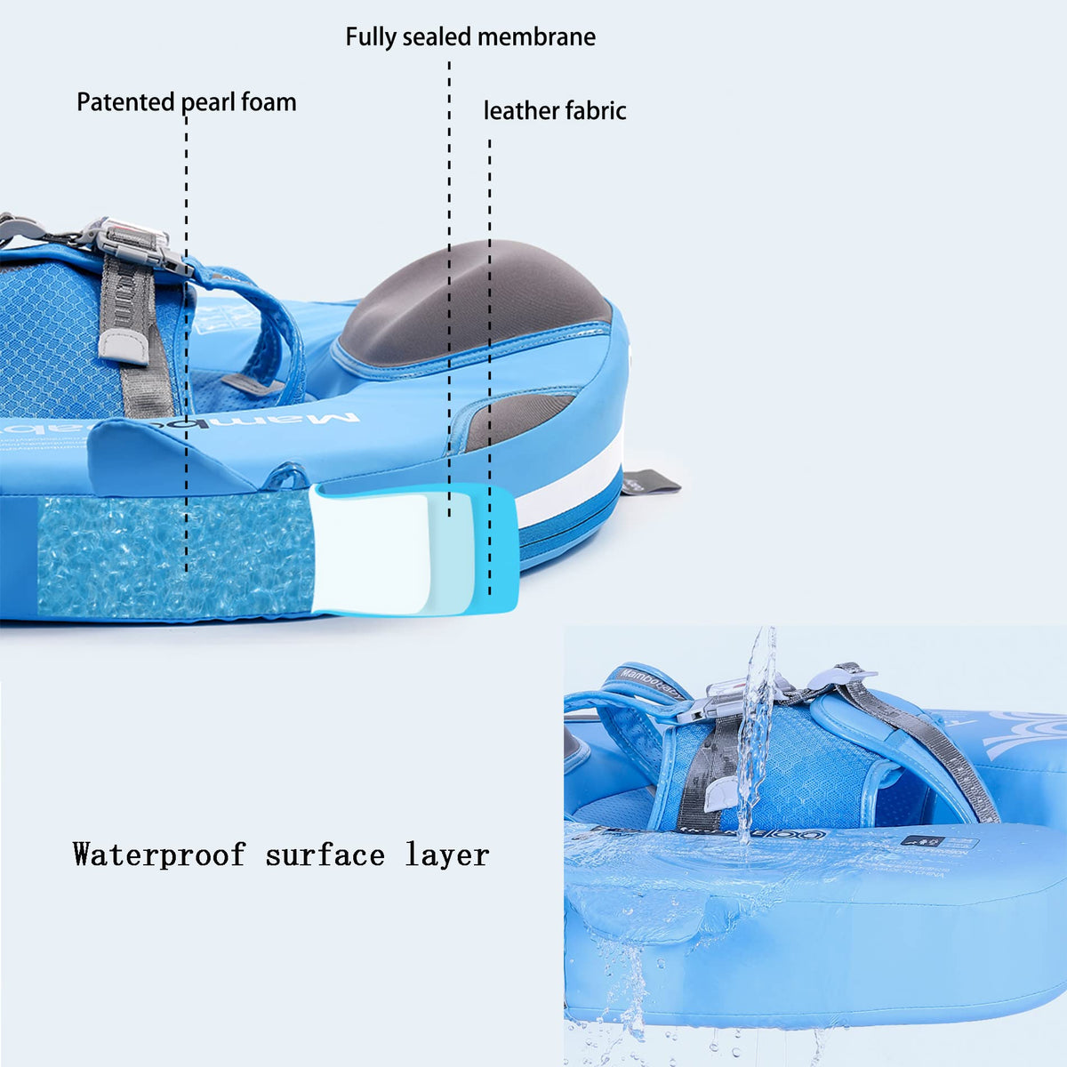 Luckclubtojoy Mambobaby Floats with Canopy &Tail, Non-Inflatable Baby Float for Pool Add Tail Avoid Flip Swim Trainer Baby Floats for Toddler Boys Girls(Narwhal-Green)