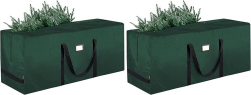BALEINE Extra Large Christmas Tree Storage Bag - 7.5 ft with Reinforced Handles & Dual Zippers (Green, Pack of 2)