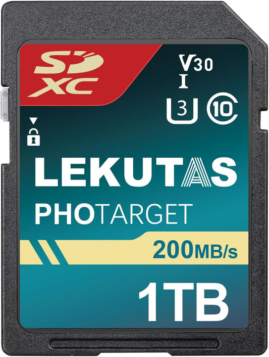 lekutas 1T(999GB) 200MB/s C10, U3, V30, 4K 4K SDXC UHS-I Memory Card - Up to Read Speed, UHD, Full-HD Video SD Card