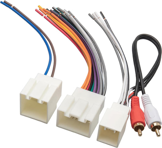 2000-2005 1998-2003 1999-2003 RED WOLF Radio Wiring Harness w/RCA Plug Fit for Ford Explorer, Mercury, Lincoln