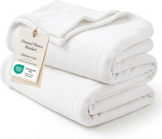 Bedsure GentleSoft Fleece Blanket - Cozy Small Throw for Kids, 43x55 Inches, White