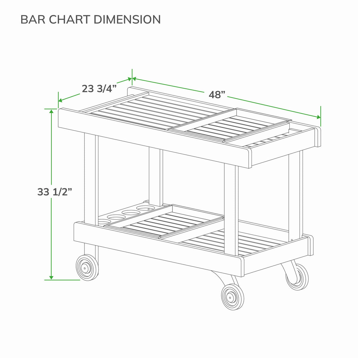 Cambridge Casual Mozaic Teak Outdoor Kitchen Cart, Solid Teak Wood Serving and Prep Station with Natural Finish, Weather-Resistant Utility Cart for Patio, Garden, BBQ, or Outdoor Entertaining Space