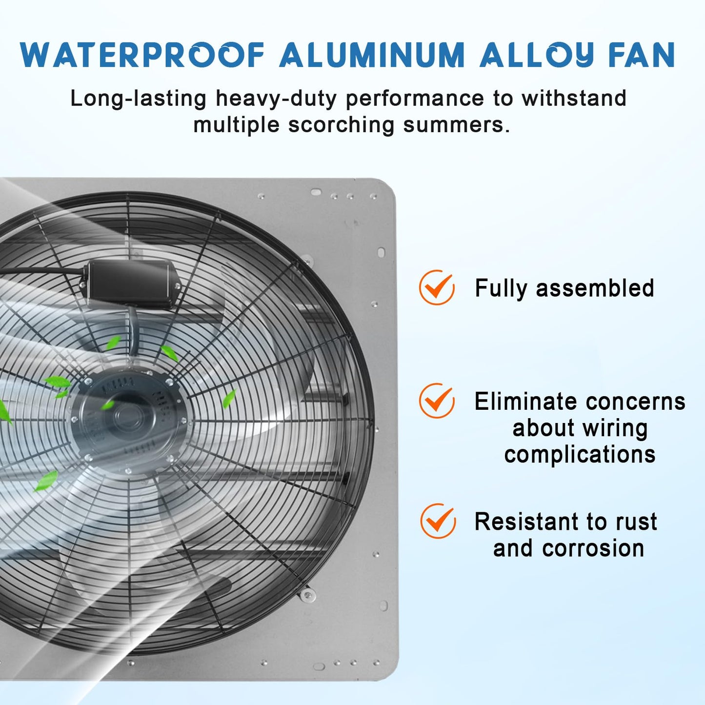 20" Shutter Exhaust Fan Wall Mounted, 3500 CFM High-Speed Ventilation, 1500 RPM Low-Noise Operation Vent Fan with Aluminum Blades & Automatic Shutter, Perfect for Attic, Garage, Greenhouse, Workshop