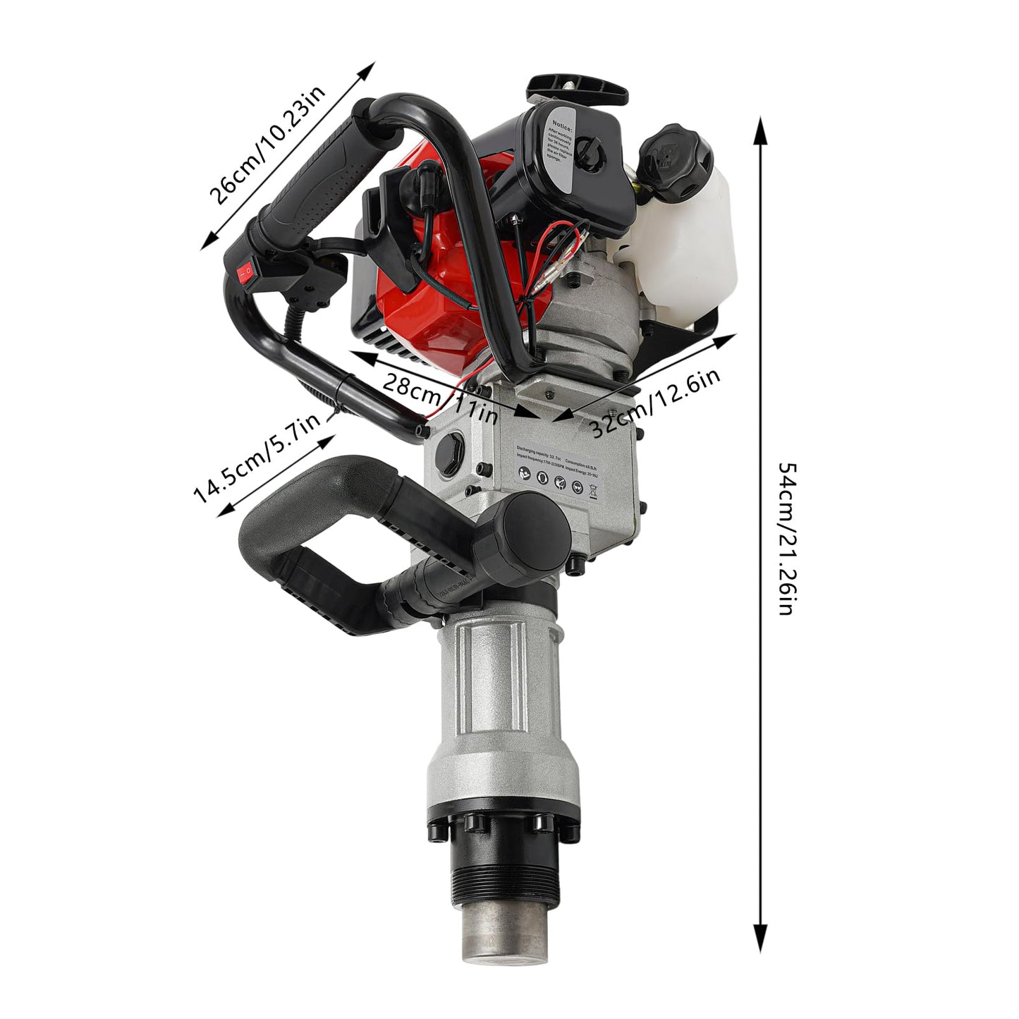 32.7CC 2-Stroke Gas-Powered Post Driver 1000W/7000RPM Gasoline T Post Driver Pile Fence Digger with 2 Piling Sleeves Single Cylinder Air Cooling Hand Pull Start for Gardening Agricultural Piling