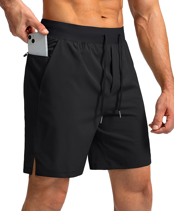 Men's Running Shorts with Zipper Pockets 9 Inch/ 7 Inch / 5 Inch Lightweight Quick Dry Gym Workout Athletic Shorts for Men(7 inch)