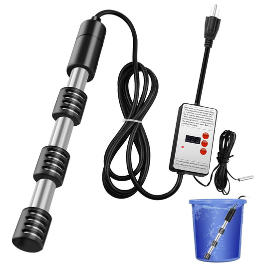 Skiennix 1500W Immersion Water Heater - Portable Submersible Heater with Timer & Thermostat | Safe for Buckets, Pools & Camping