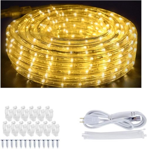 40ft LED Rope Lights - Warm White Waterproof Lighting | Connectable & Flexible for Patios, Gardens, Walkways