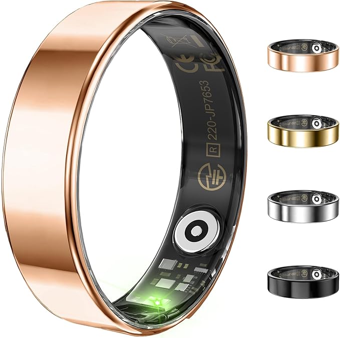 Ultra-thin Smart Ring for Women Men, Activity Fitness Tracker, Waterproof Fitness Ring with Sleep Tracker,24/7 Heart Rate Monitor,Step Counter,Calorie Pedometer,No APP Fee,for iOS Android(RoseGold#10)