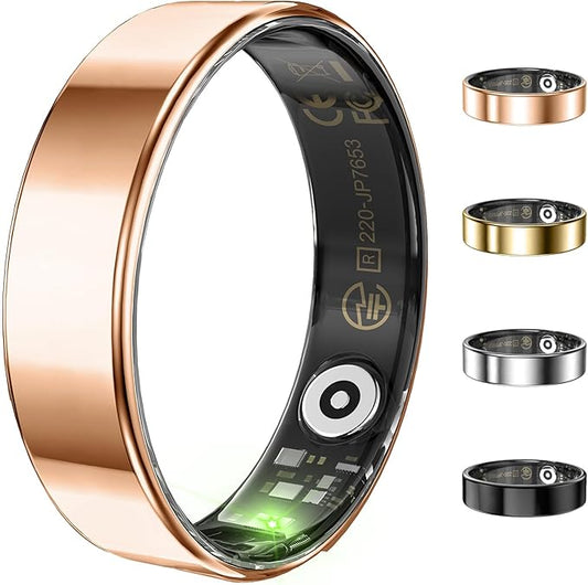 Ultra-thin Smart Ring for Women Men, Activity Fitness Tracker, Waterproof Fitness Ring with Sleep Tracker,24/7 Heart Rate Monitor,Step Counter,Calorie Pedometer,No APP Fee,for iOS Android(RoseGold#10)