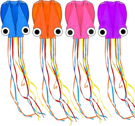 Octopus Kites for Kids & Adults Easy to Fly, 24”x 158” Large Soft Kite Kit for Boys and Girls, Single Line 3D Beach Kite Set for Teens,Perfect for Outdoor Activities