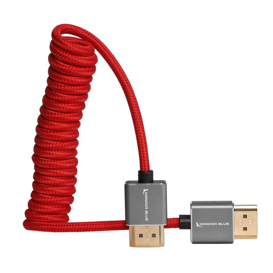 2.0 12"- 24" 4K 60Hz 18Gbps, 3D, KONDOR BLUE | Ful HDMI Type A Male to Male Coiled Braided Cable | HDR, Reinforced |