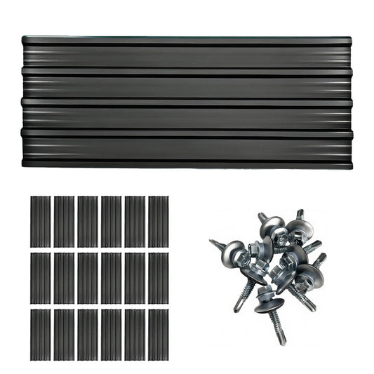 18 Pcs Metal Roofing Panels, L43.3×W17.72 Inch Corrugated Galvanized Roofing Panels Metal Siding Panels with Steel Screws for Pergola, Gazebo, Shed, Outdoor Storage, Chicken Coop, Patio,Garages