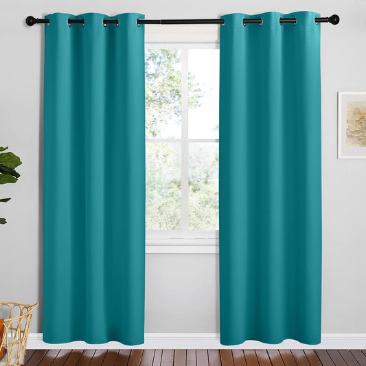 NICETOWN Room Darkening Curtains - Thermal Insulated Grommet Blackout | 78-Inch Length, Peacock Teal, 2 Panels