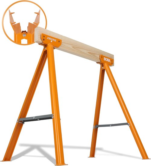 BORA Jobhorse Saw Horses - Heavy Duty Steel Brackets for 2x4 | 1000 lb Capacity, Stable & Quick Setup