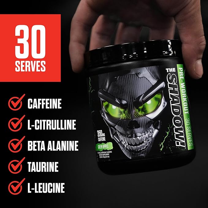 JNX SPORTS The Shadow! 350mg of Caffeine Hard Core Preworkout - Fruit Punch 30 Servings | Electric Energy, Mental Focus & Superhuman Strength for Men & Women