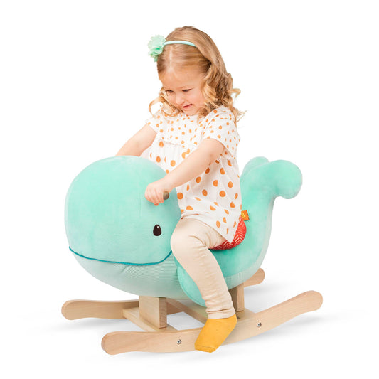 B. toys – Whale Rocker – Echo – Wooden Ride – On Rocking Toy for Toddlers – Classic & Durable Design – Active Play & Balance – 18+ Months – Adorable Whale Theme