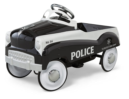 Kid Trax Classic Police Car Toy, Kids Police Car Ride-On, Toddler Pedal Car, Durable Steel, Easy Assembly, Indoor/Outdoor, 60lbs Max, Interactive, Boys/Girls, Black, Steering Wheel, Outdoor Play
