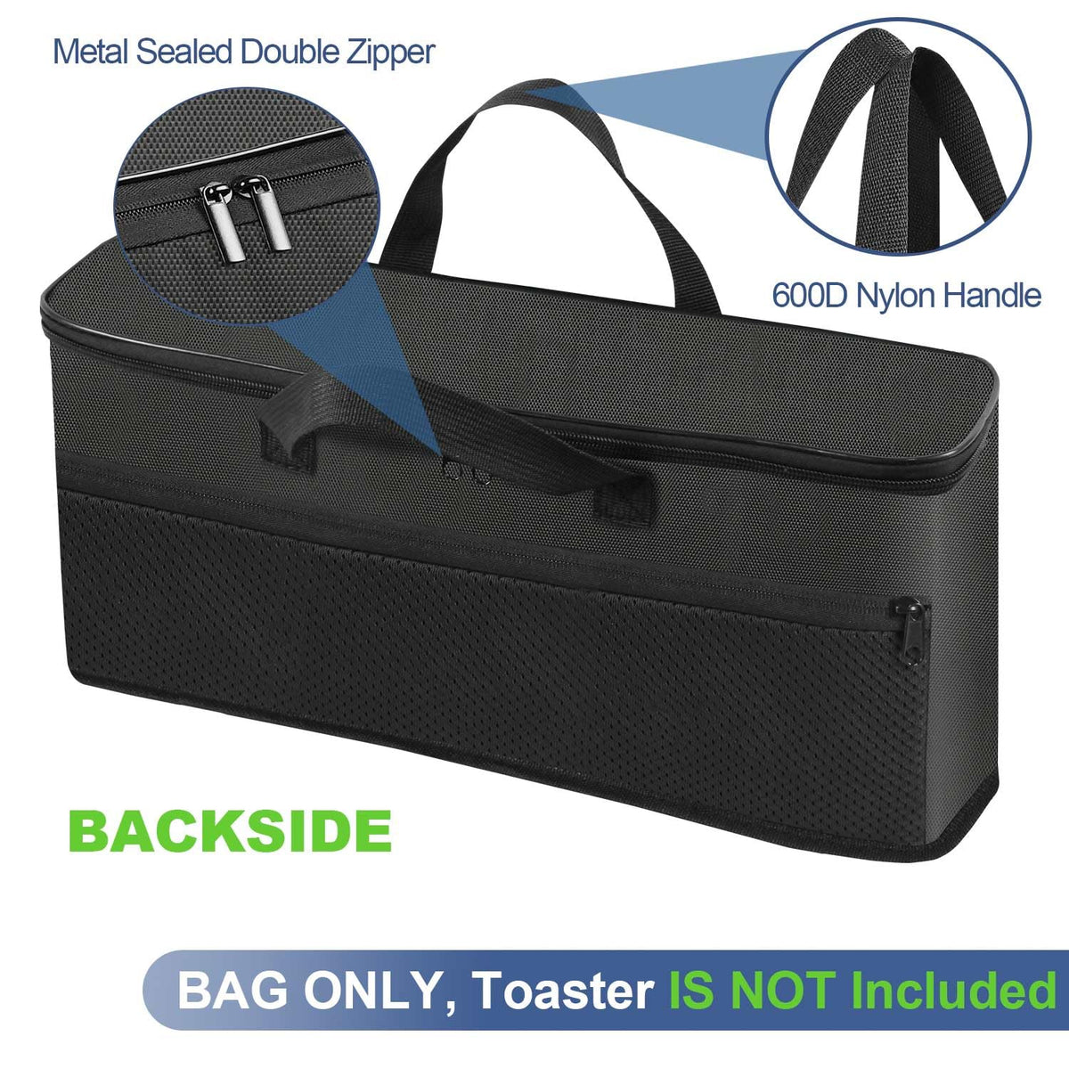 NUENSS-ROR Carrying Bag for Bella 2 Slice Slim Toaster, Portable Outdoor Toaster Travel Carrier Bag Case for Bella, Waterproof & Heat-Resistant 2 Slice Bread Maker Bag with Aluminum Foil Lining