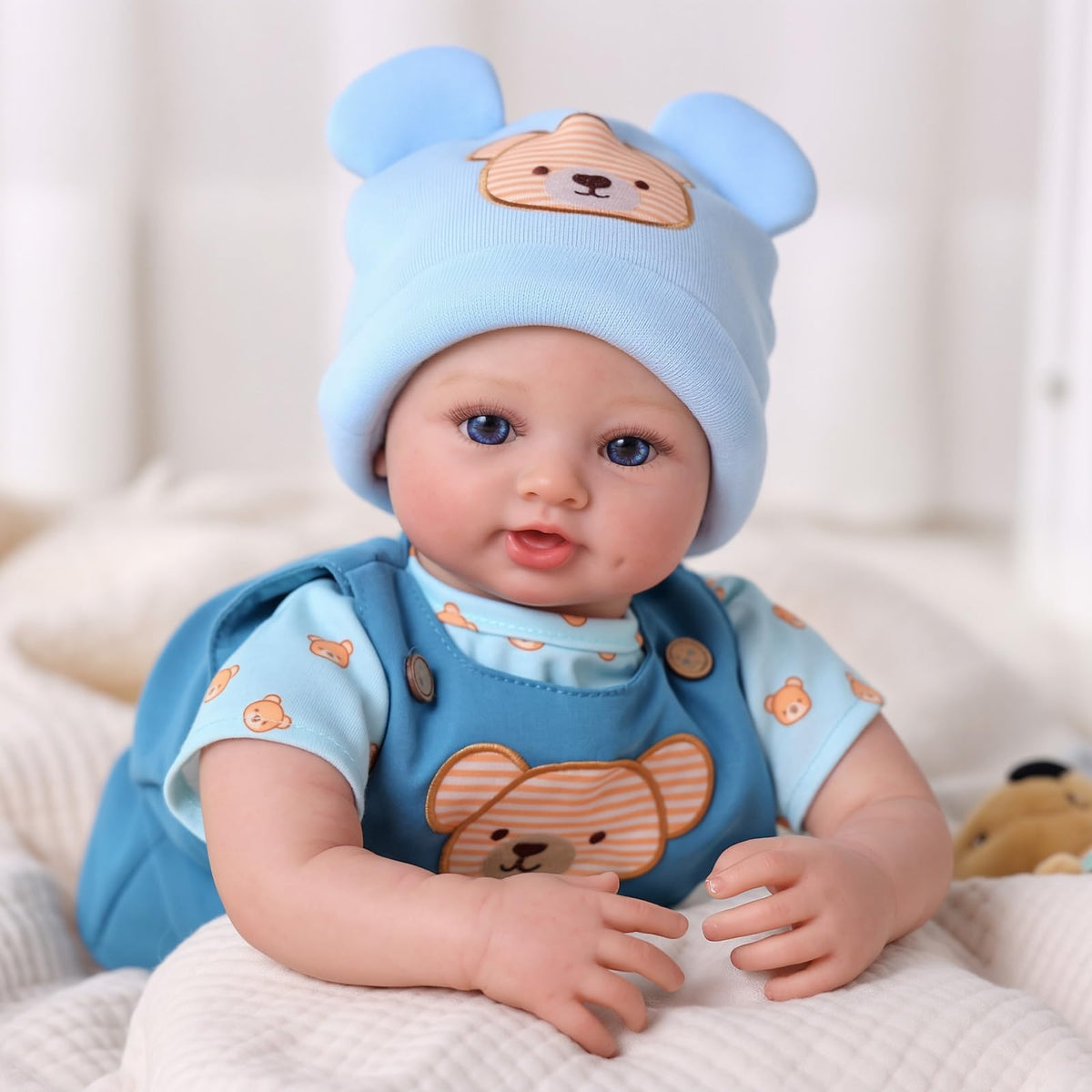 BABESIDE 17-Inch Reborn Baby Dolls, Realistic Lifelike Newborn Poseable Doll with Soft Vinyl Limbs, Cloth Body and Complete Accessories, Gift for Kids Girls Boys Age 3+