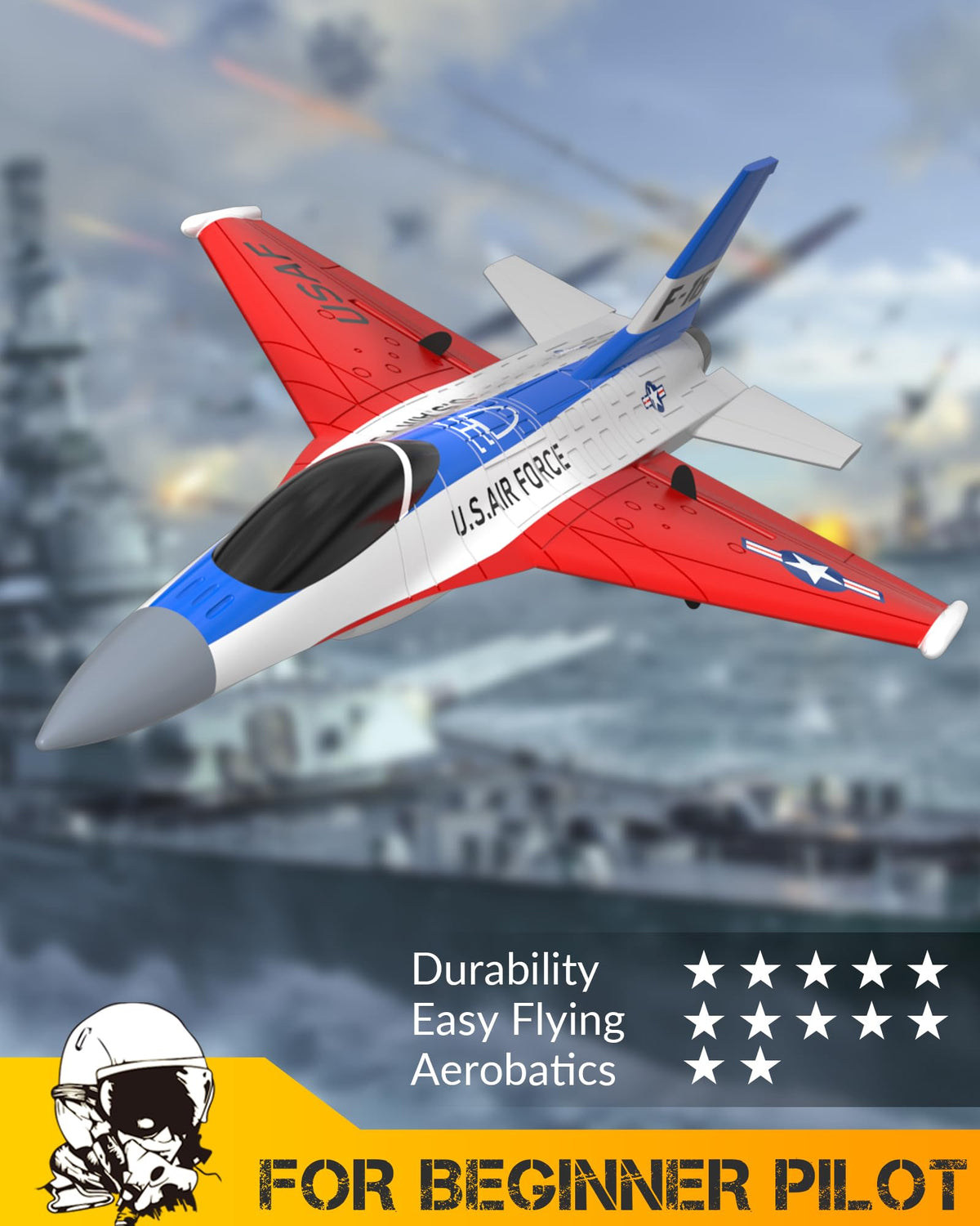 volantexrc Foam Remote Control Airplanes 3CH RC Planes forAdults, RC Airplane Fighter Jet with 6-axis Gyro, 2.4GHz RTF Radio Controlled Aircraft Easy to Fly for Beginners (F-16 Falcon)