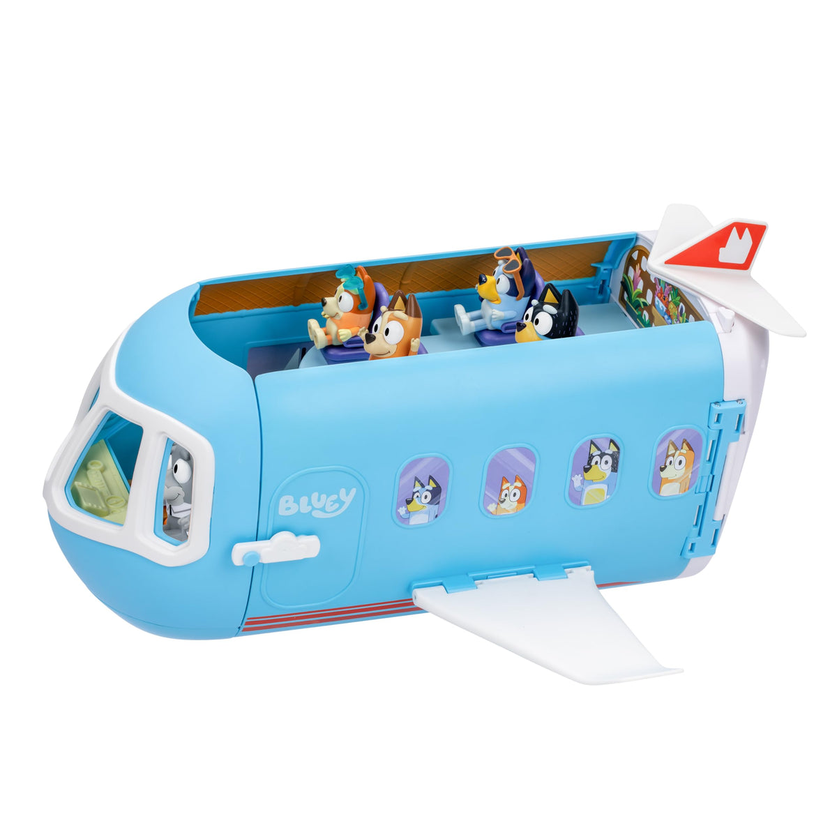 Bluey 3-in-1 Transforming Airplane Toys for Kids Playset, Turns into Resort & Boat, Airplane Toys for Kids 5-8 Includes Exclusive Captain Figure
