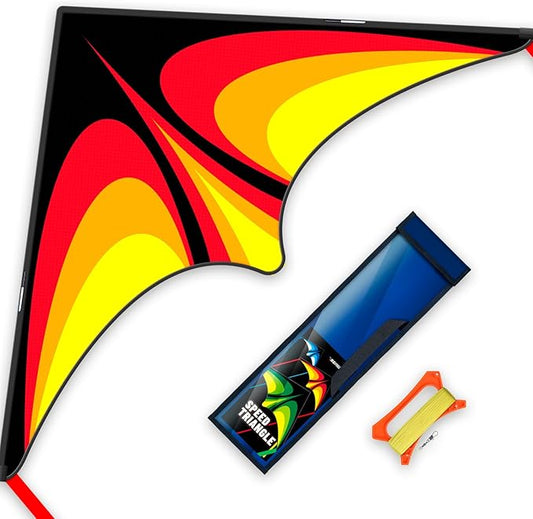 Red Large Delta Kite Flying Toys for Kids & Adults Easy to Fly，Kites Handle Line Outdoor Sports Kite Nylon Professional Wind Kites