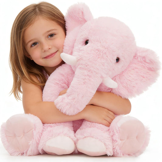 Tezituor 19.6 Inch Plush Elephant Stuffed Animal Giant Pink Elephant Toys Soft & Cuddly Plush Animal Gift for Girls, Kids Birthday Christmas Valentine's Day