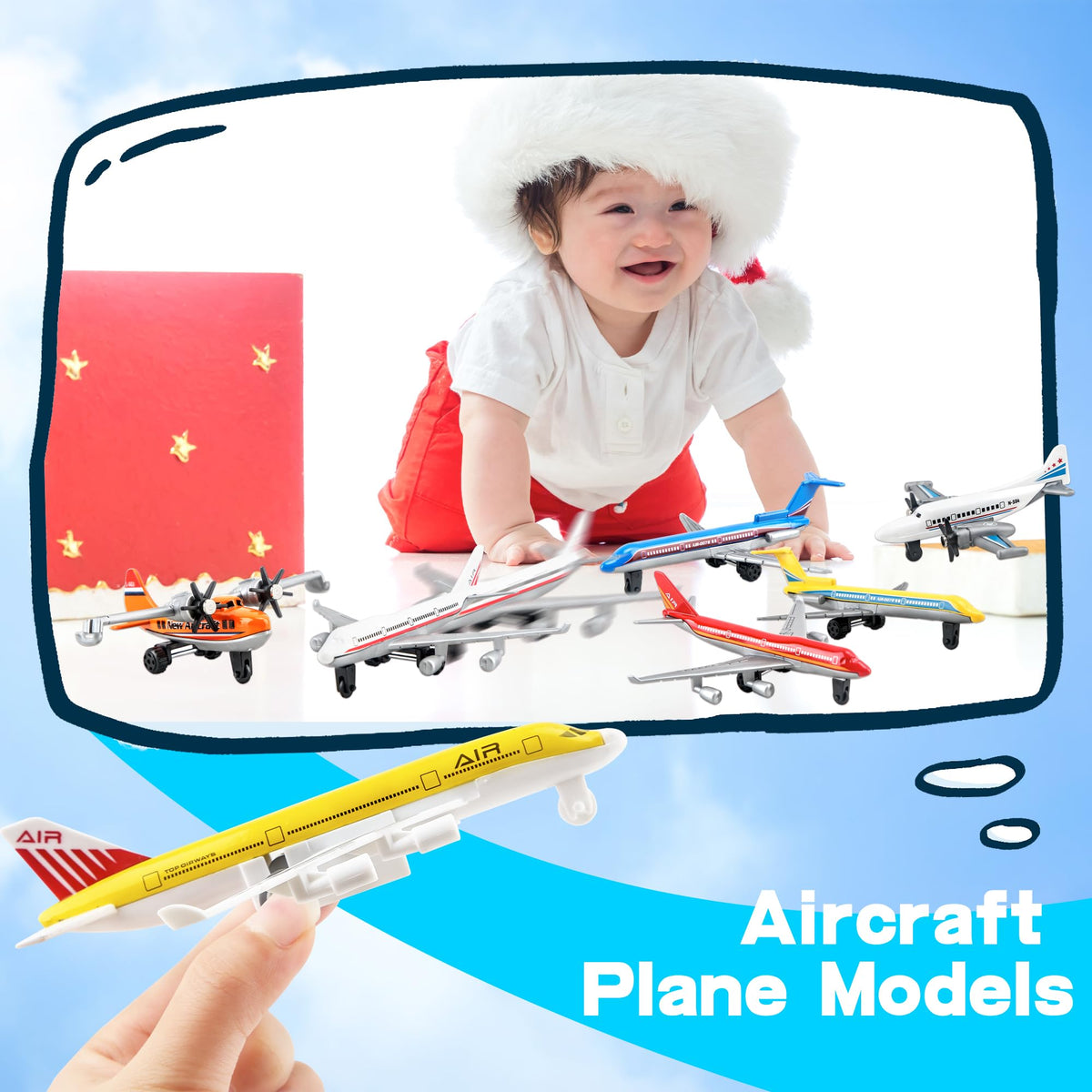 10 Pack Toy Airplanes Diecast Pull Back Airplane Toys Alloy Planes Model for Kids Birthday Children's Day Gifts Classroom Rewards Airforce Party Favors
