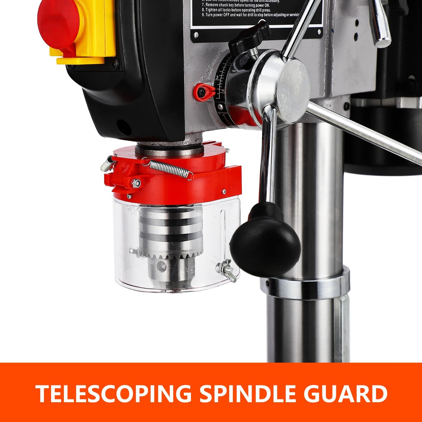 13 in Floor Drill Press, ExploreHorizon 7.5 Amp 120V Pure Copper Motor, 288-3084 RPM Variable Speed Cast Iron Bench Drill Press, 0-45° Tilting Worktable, Tabletop Drilling Machine for Wood Metal