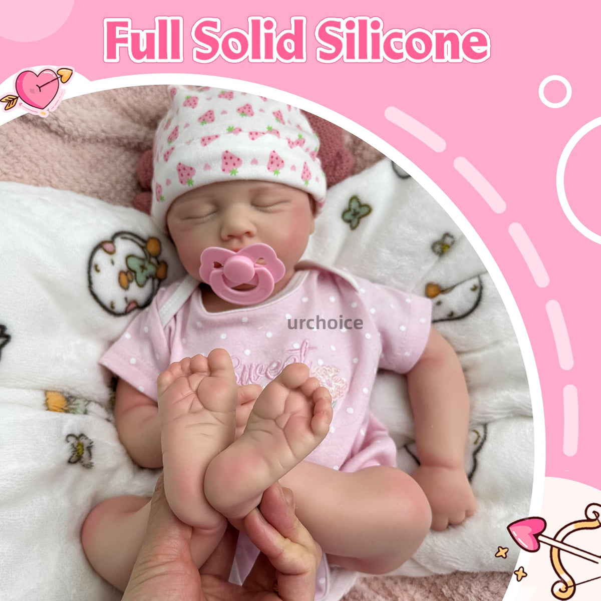 Oppaionaho Full Silicone Body Baby Doll with Mouth That Opens - 20 Inch Lifelike Reborn Baby Dolls Soft Sleeping Newborn Doll Anatomically Correct (Girl)
