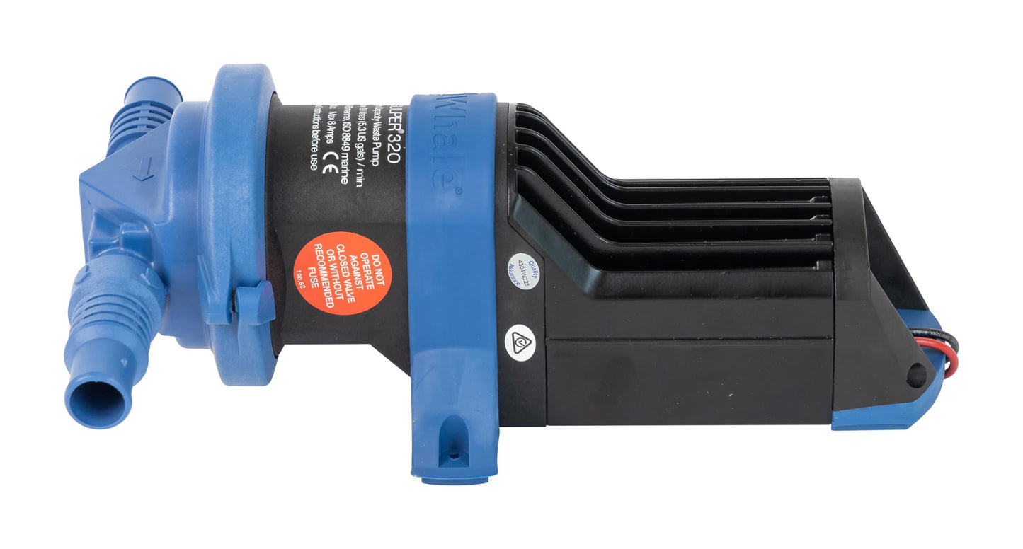 Whale Gulper 320 (12V) High Capacity Graywater Waste Pump, 5 GPM, Handles Waste From Multiple Drains - No Filters, Non Clog, BP2052