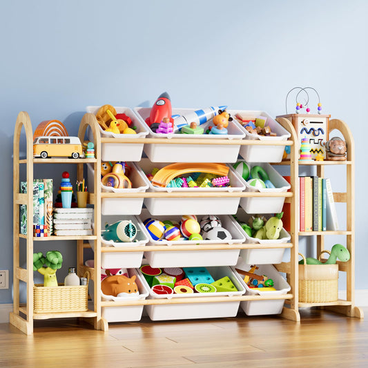 FIKSG Kids Toy Storage Organizer - Toy Organizers and Storage with 6 Shelves and 12 Bins,Kids Toy Organizer for Playroom, Bedroom, Nursery, 53 Inches Wide