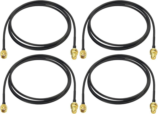 4-Pack RG174 1m 3 Bingfu WiFi Antenna Extension Cable RP-SMA Male to RP-SMA Female Bulkhead Mount Coaxial Cable feet