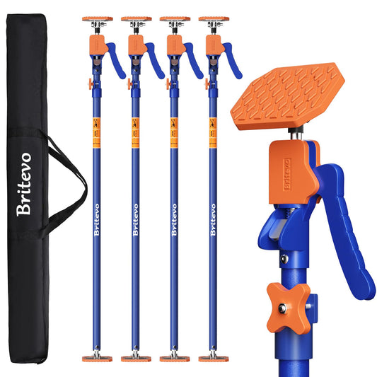 Britevo 4PK Adjustable Telescopic Support Pole, 54-115 inch Cabinet Jack, Heavy Duty 3rd Hand Support System, 154lbs Load-Bearing for Drywall Lift, Dust Barrier, Cargo Bar