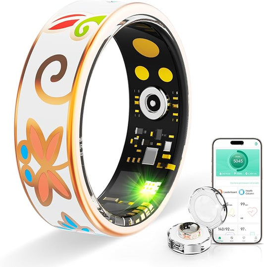 Smart Ring Health Tracker, for men and women, equipped with heart rate monitor, sleep tracker, 8 exercise modes, step counter, 5-7 days battery life, no subscription fee, IP68 waterproof R18-10