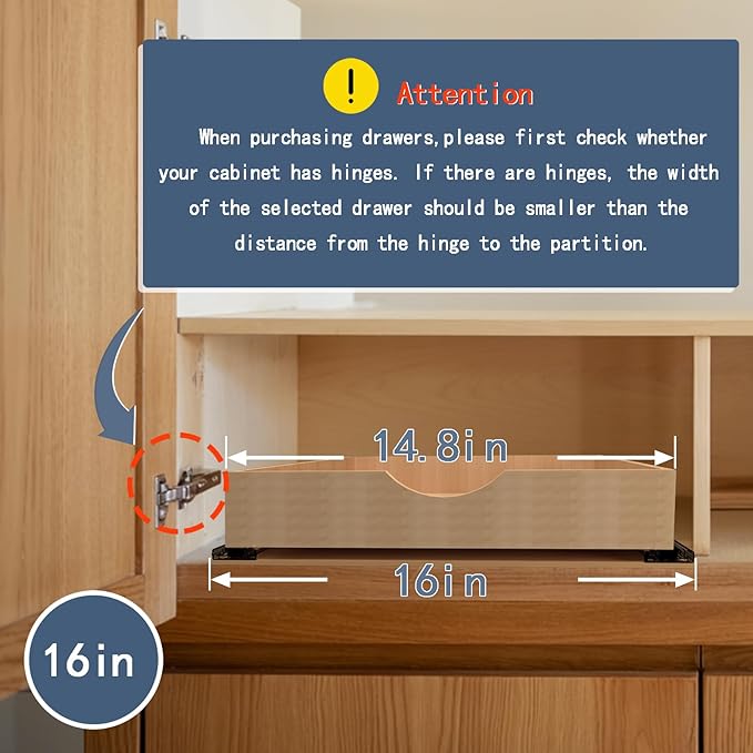 Pull Out Cabinet Drawers - 6x2 Size Options (12-23'W,18-21'D), Pre-Assembled with Soft Close Slides, Solid Beechwood, Easy Installation(16'W x 18'D)