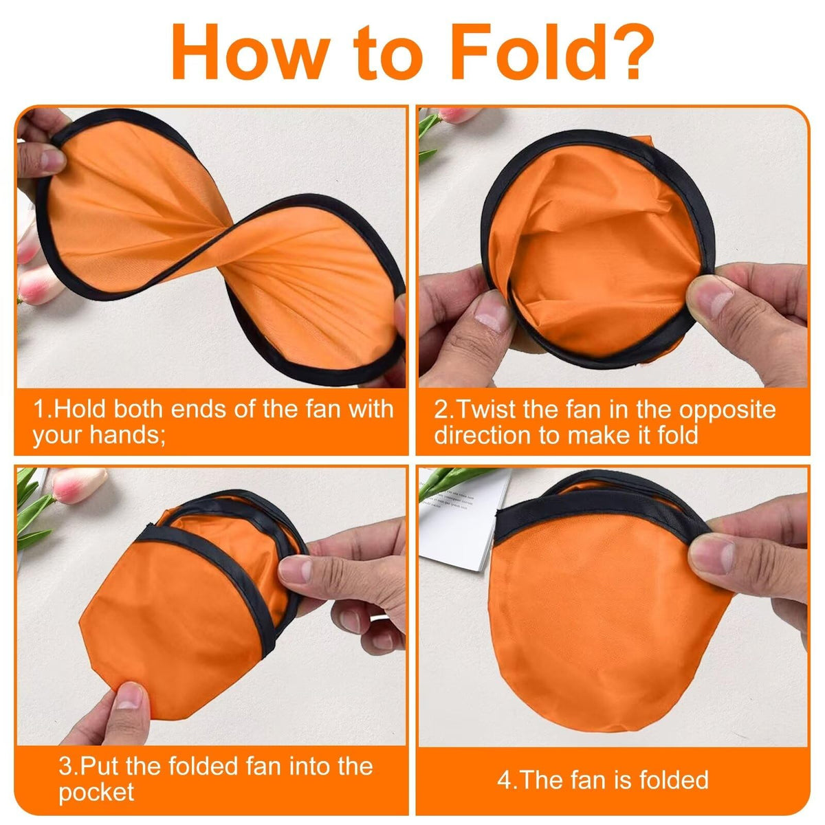 YEAHACLUB 28PCS Foldable Flying Disc Fans with Bags, 9.8'' DIY Handheld Black Egde Fabric Folding Fan for Outdoor Game Activities Birthday Party Favors Gifts, 14 Colors