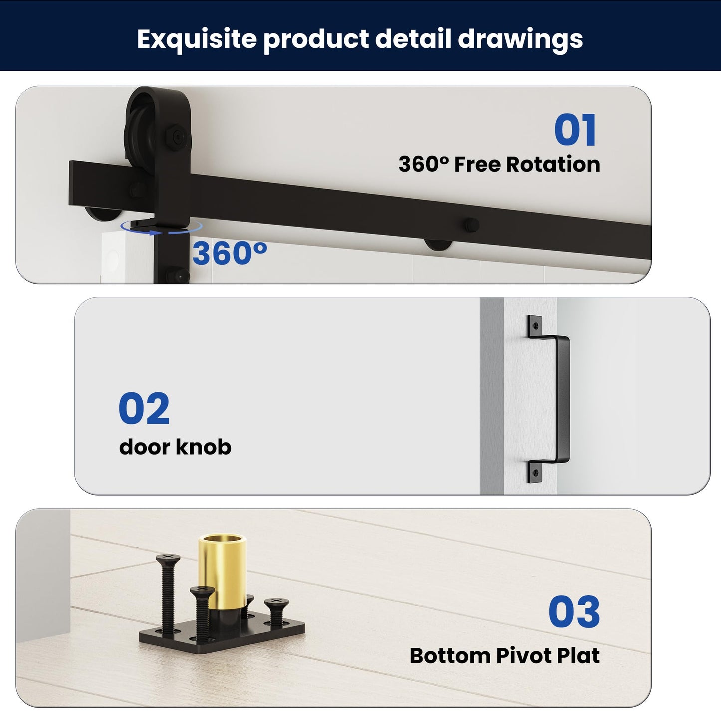 SMARTSTANDARD 56in x 84in Bifold Barn Door, Frosted Glass Barn Door with Hardware Kit Included, Pre-Drilled Holes Easy Assembly -Solid Barn Doors Slab Covered with Water-Proof PVC Surface, White