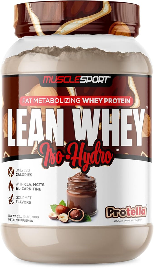 Musclesport Lean Whey Revolution??Protein Powder - Whey Protein Isolate - Low Calorie, Low Carb, Low Fat, Incredible Flavors - 25g Protein per Scoop - 2lb Protella