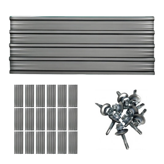 18 Pcs Metal Roofing Panels, L43.3×W17.72 Inch Corrugated Galvanized Roofing Panels Metal Siding Panels with Steel Screws for Pergola, Gazebo, Shed, Outdoor Storage, Chicken Coop, Patio,Garages (Grey)