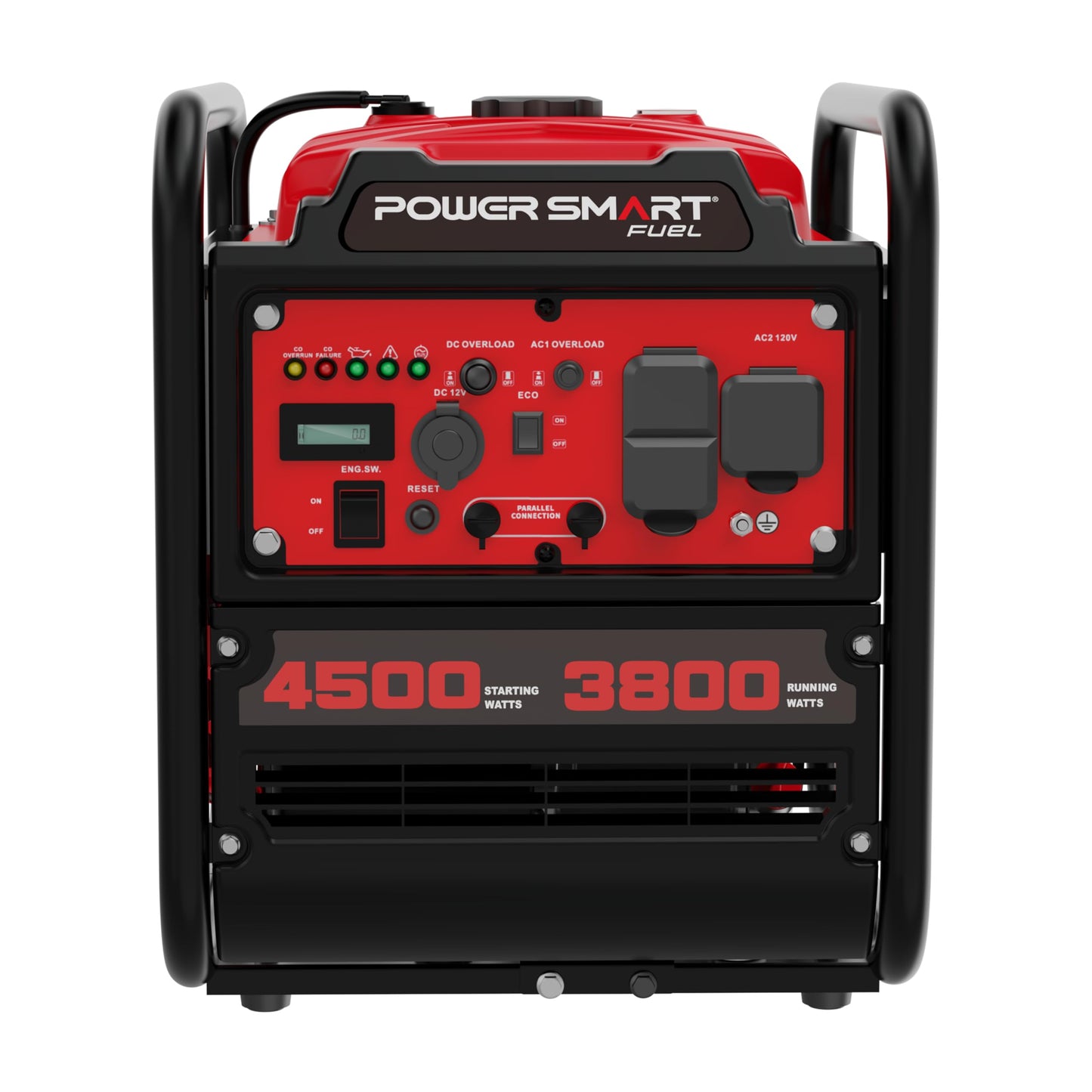 PowerSmart 4500W Portable Inverter Generator, 3800W Rated Super Quiet Gas Powered Engine with CO Alarm, Parallel Ready, 223cc, Clean Power for Sensitive Electronics, RV Ready & Emergency Home Backup