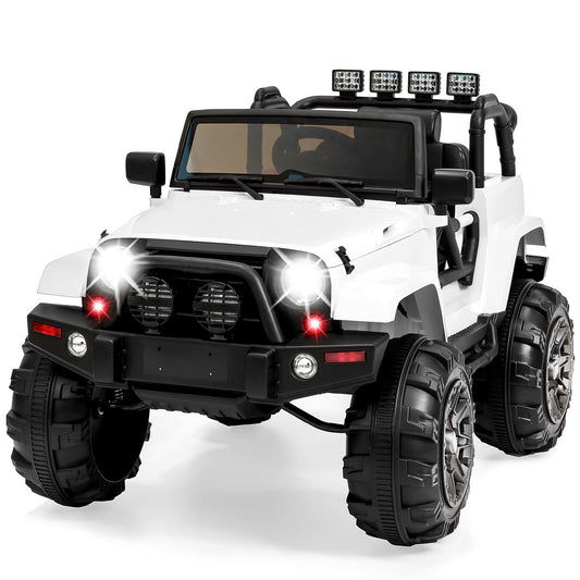 Best Choice Products Jumbo 12V Kids Electric Vehicle Toy Ride On Car with Parent Remote Control for Toddlers, Seat Harness, 65 lb Weight Capacity, Spring Suspension, 3.7 MPH Max Speed - White