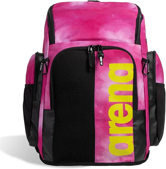 ARENA Spiky III Backpack 45 Swimming Athlete Sports Gym Rucksack Large Training Gear Equipment Swim Bag for Men and Women, 45 Liters, Shocking Pink/Multi